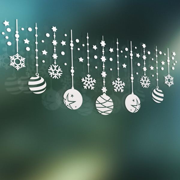 Stickers muraux: Composition de Noël de boules et étoiles
