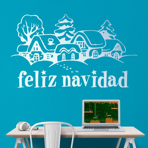 Stickers muraux: Ville enneigée et Joyeux Noël