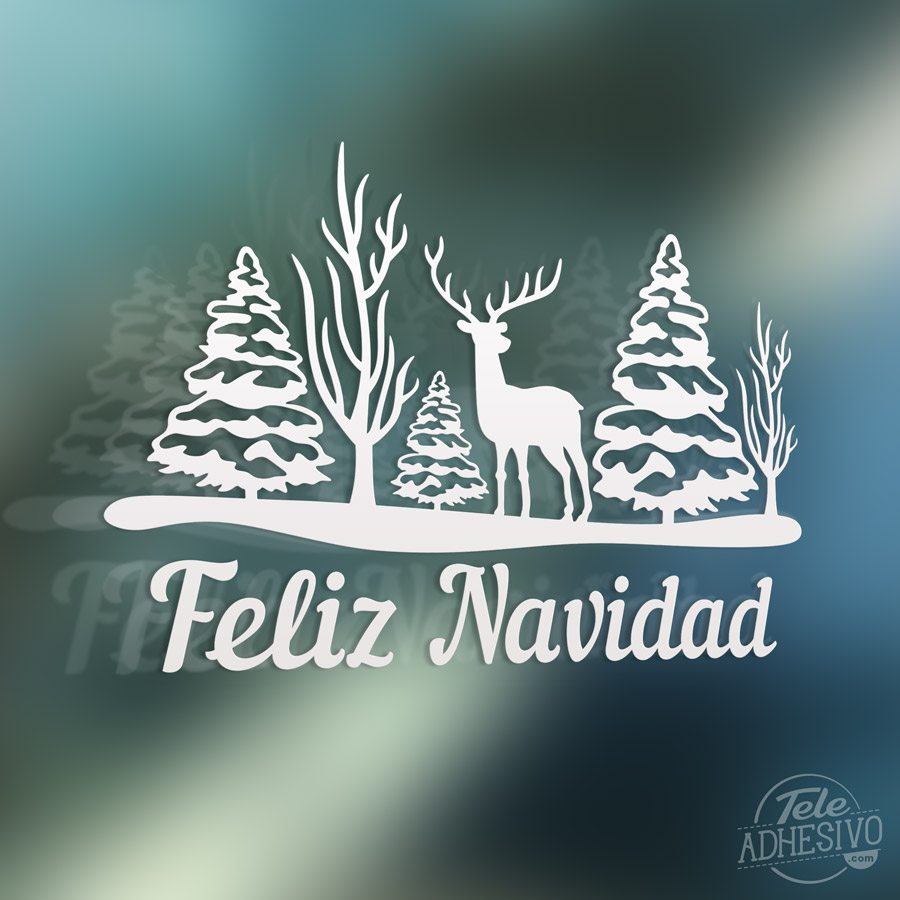 Stickers muraux: Arbres, cerfs et Joyeux Noël