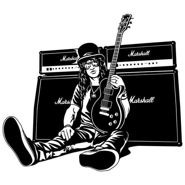 Stickers muraux: Slash, guitare et haut-parleurs