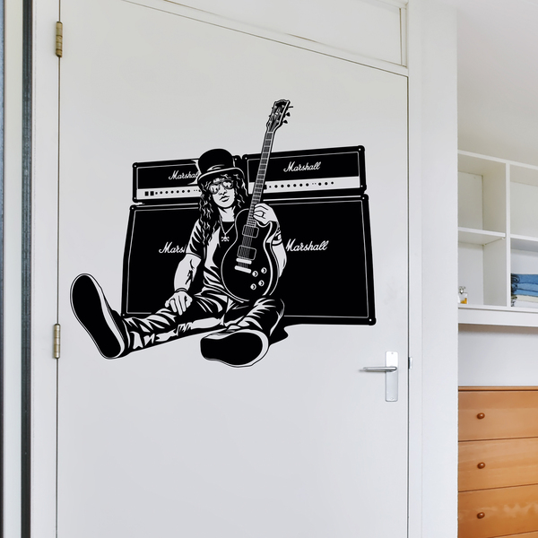 Stickers muraux: Slash, guitare et haut-parleurs