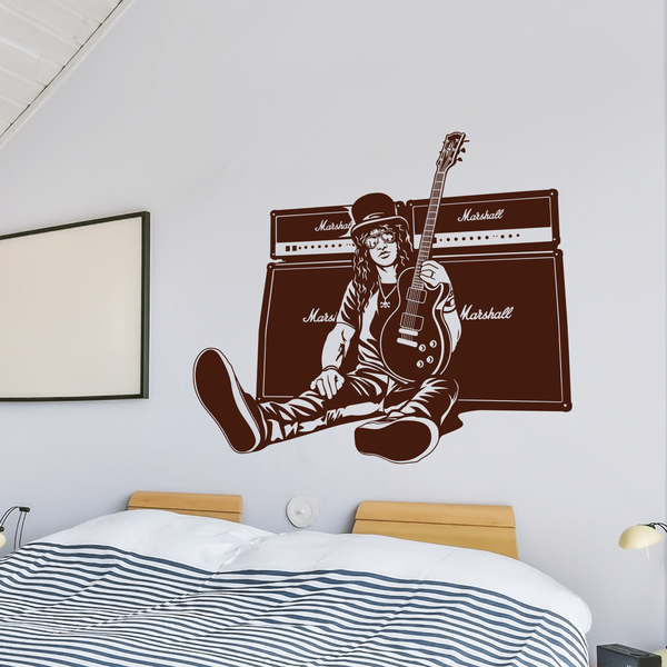 Stickers muraux: Slash, guitare et haut-parleurs