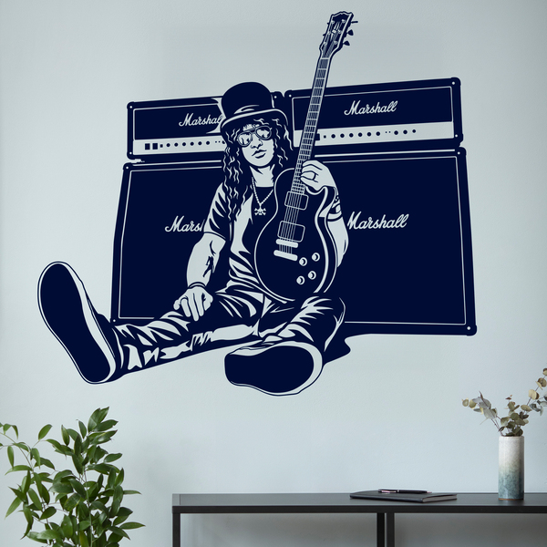 Stickers muraux: Slash, guitare et haut-parleurs