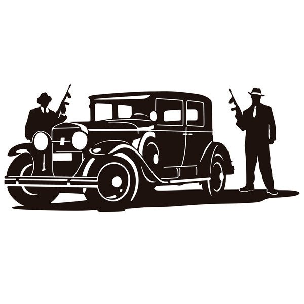 Stickers muraux: Les gangsters Al Capone et la Cadillac blindée