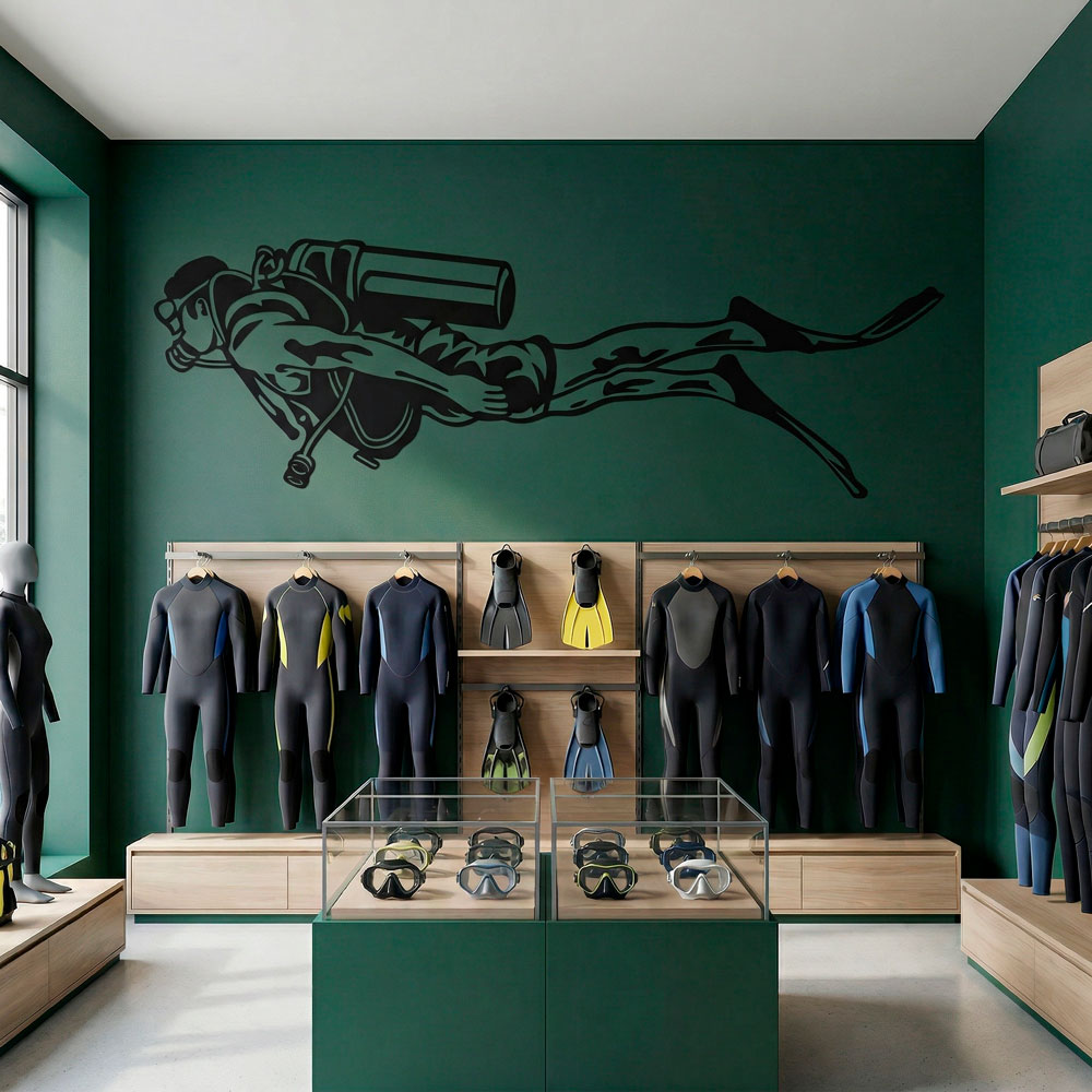 Stickers muraux: Plongeur avec &Eacute;quipement Complet