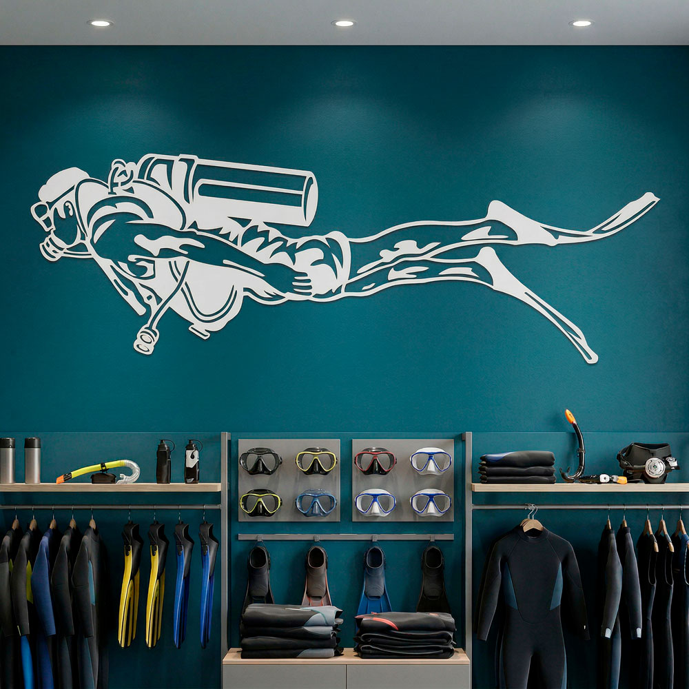 Stickers muraux: Plongeur avec &Eacute;quipement Complet