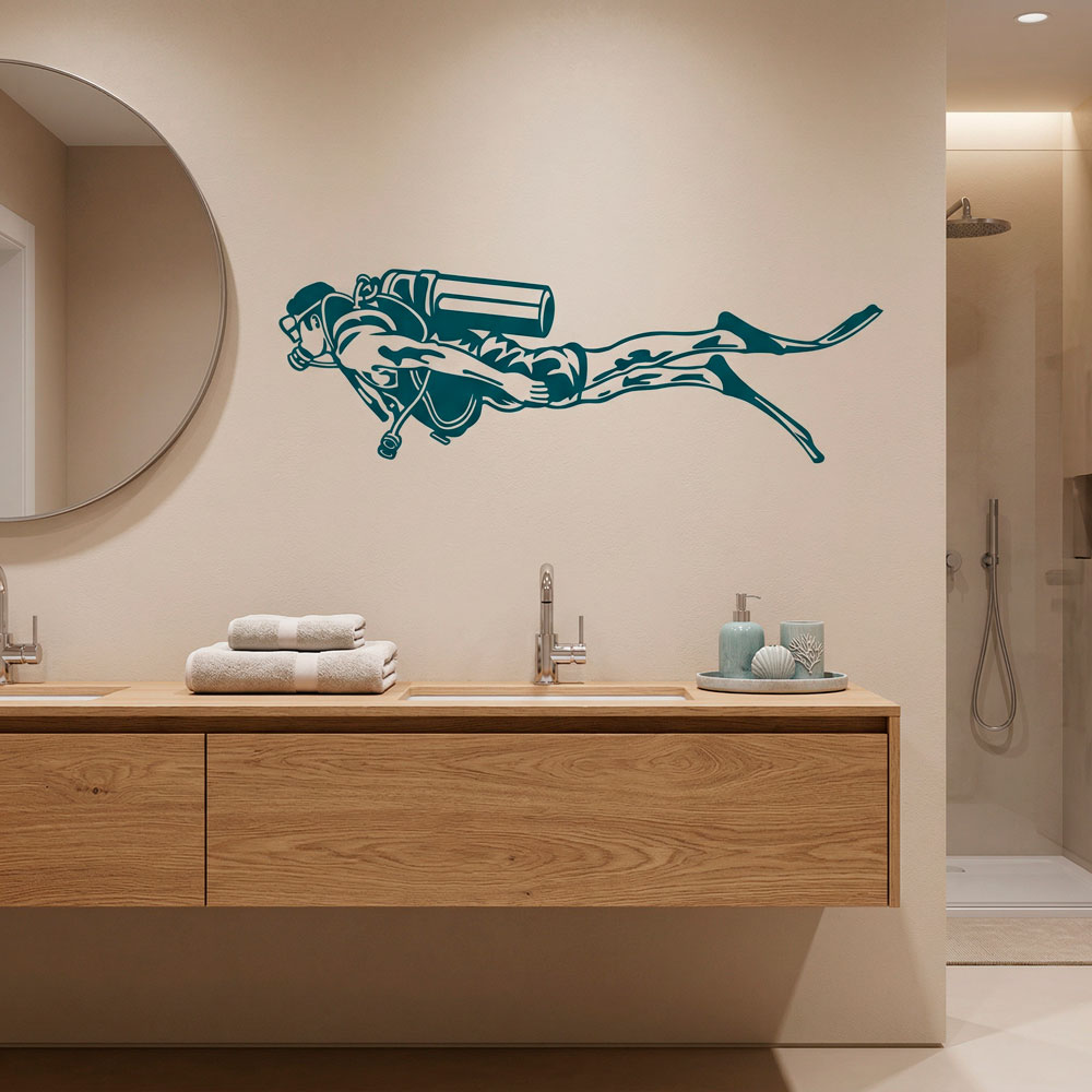 Stickers muraux: Plongeur avec &Eacute;quipement Complet