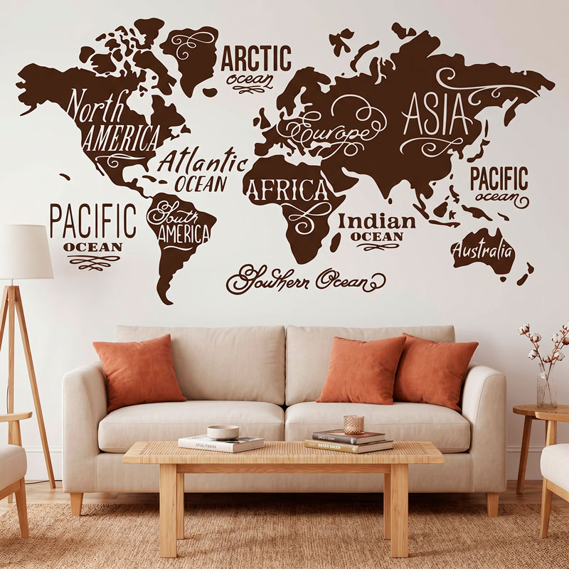 Carte Mundi Oc&eacute;ans et Continents en anglais 8
