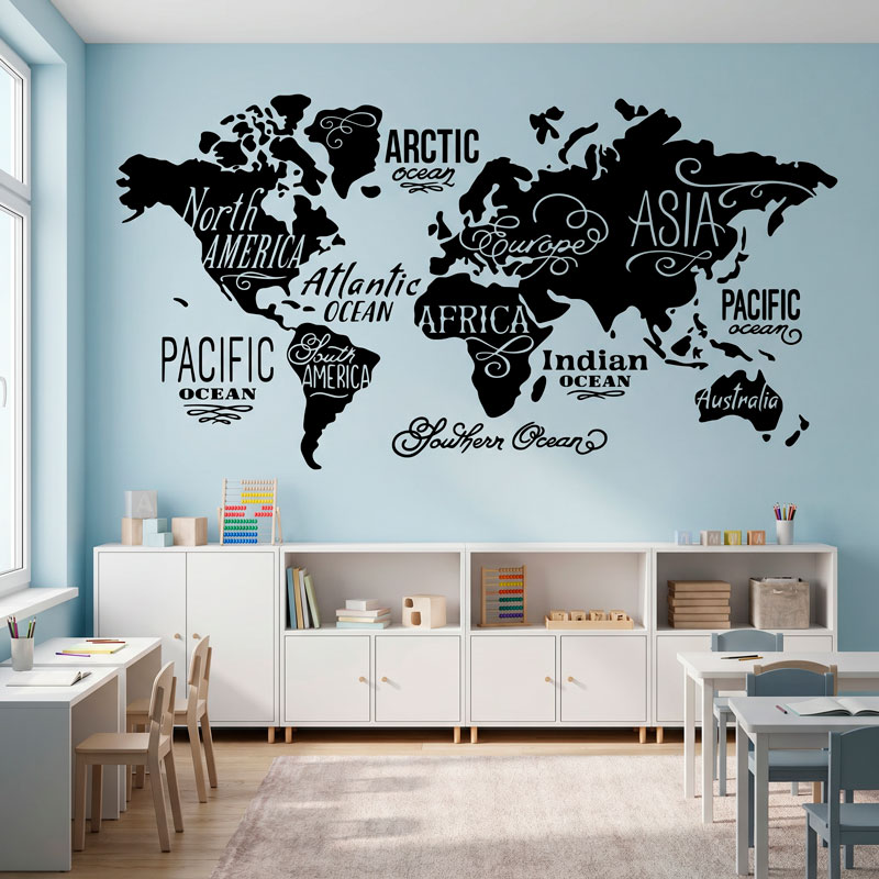 Carte Mundi Oc&eacute;ans et Continents en anglais 10
