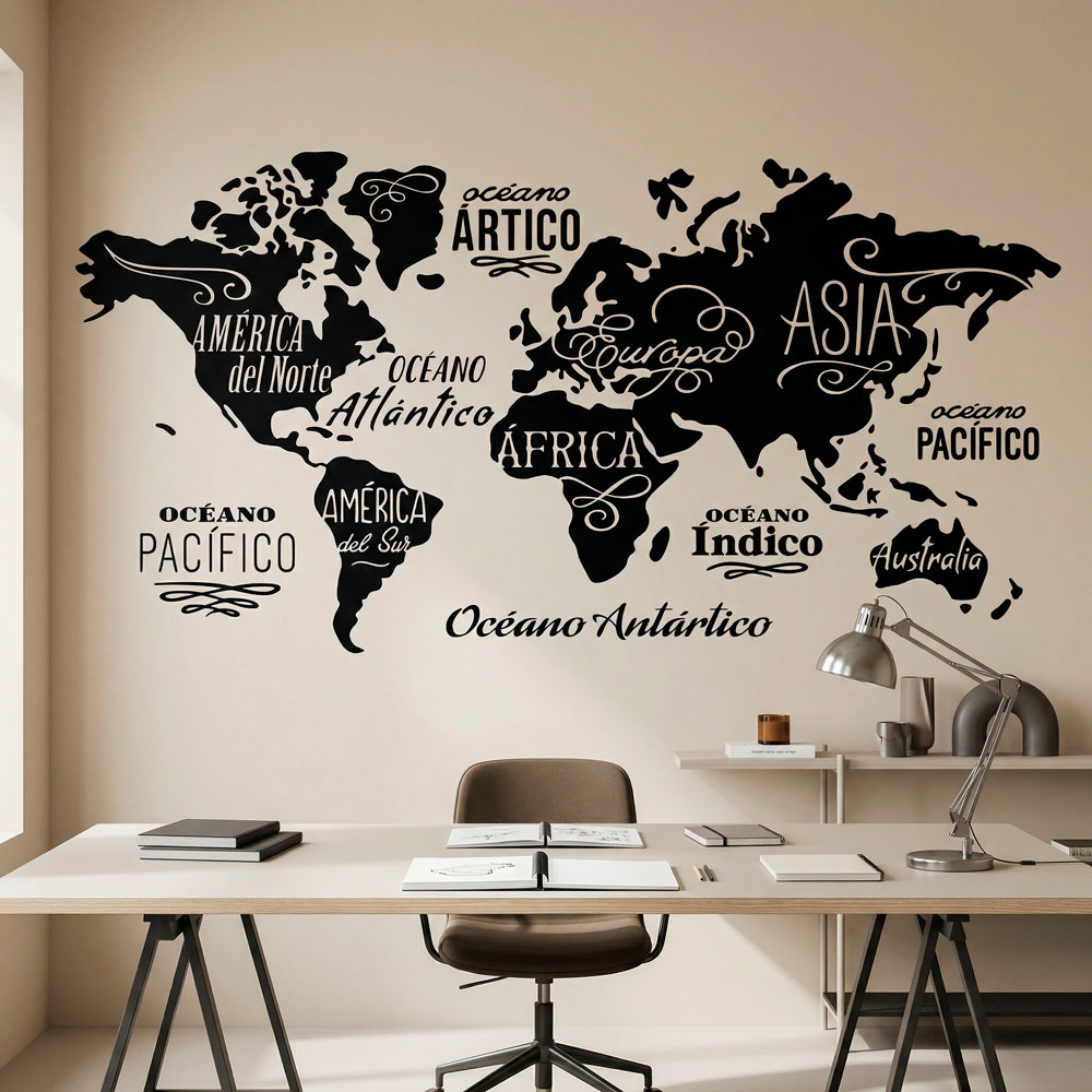 Carte Mundi Oc&eacute;ans et Continents en espagnol 12