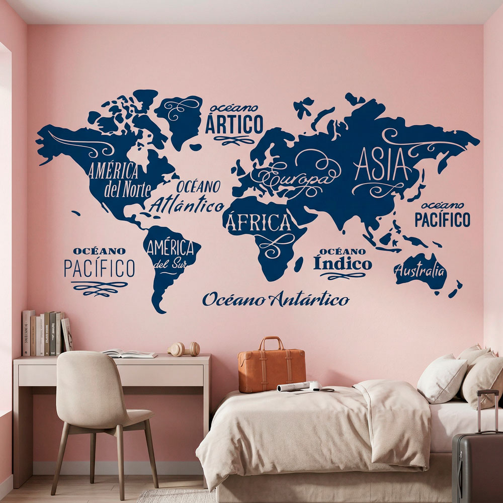 Carte Mundi Oc&eacute;ans et Continents en espagnol 13