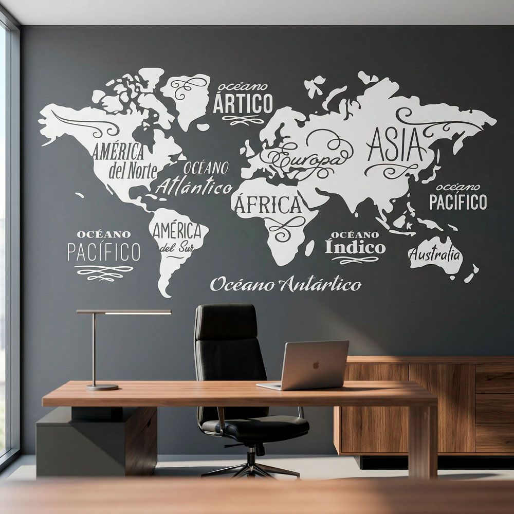 Carte Mundi Oc&eacute;ans et Continents en espagnol 14