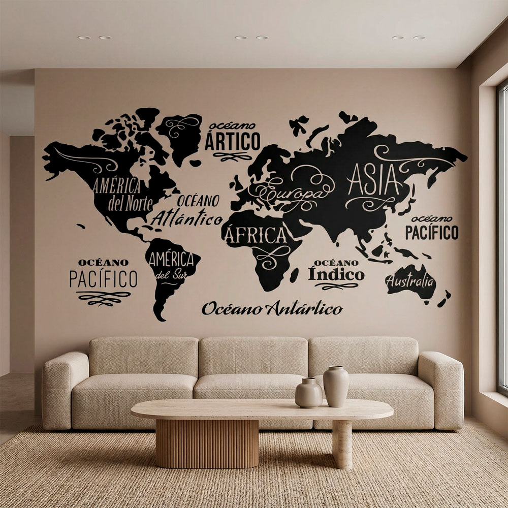 Carte Mundi Oc&eacute;ans et Continents en espagnol 15