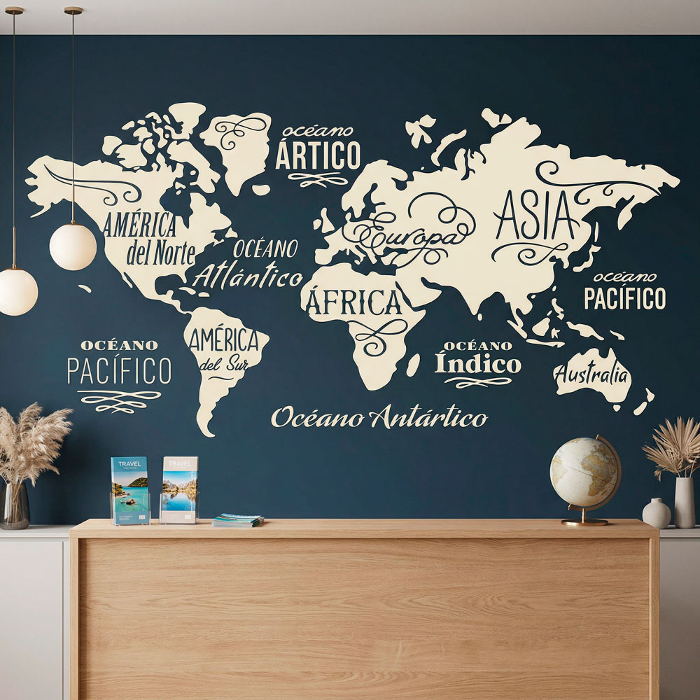 Carte Mundi Oc&eacute;ans et Continents en espagnol 16