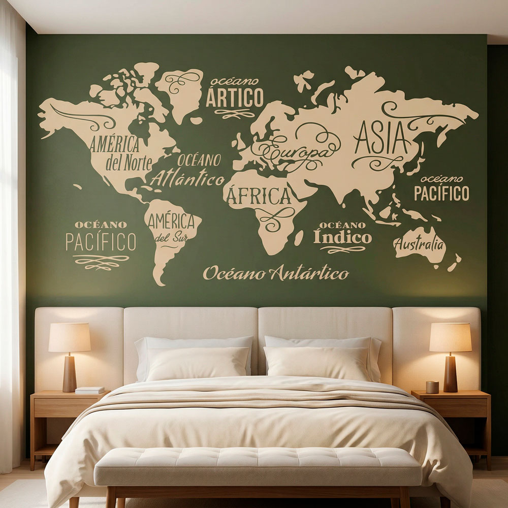 Carte Mundi Oc&eacute;ans et Continents en espagnol 17
