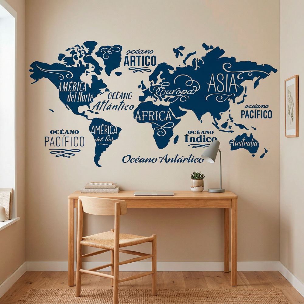 Carte Mundi Oc&eacute;ans et Continents en espagnol 18