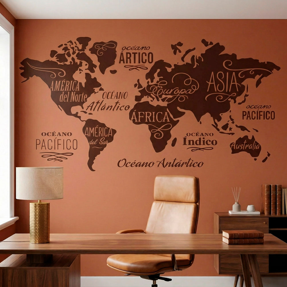 Carte Mundi Oc&eacute;ans et Continents en espagnol 19
