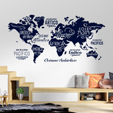 Stickers muraux: Carte Mundi Océans et Continents en espagnol 4