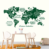 Stickers muraux: Carte Mundi Océans et Continents en espagnol 6