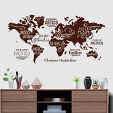 Stickers muraux: Carte Mundi Océans et Continents en espagnol 7