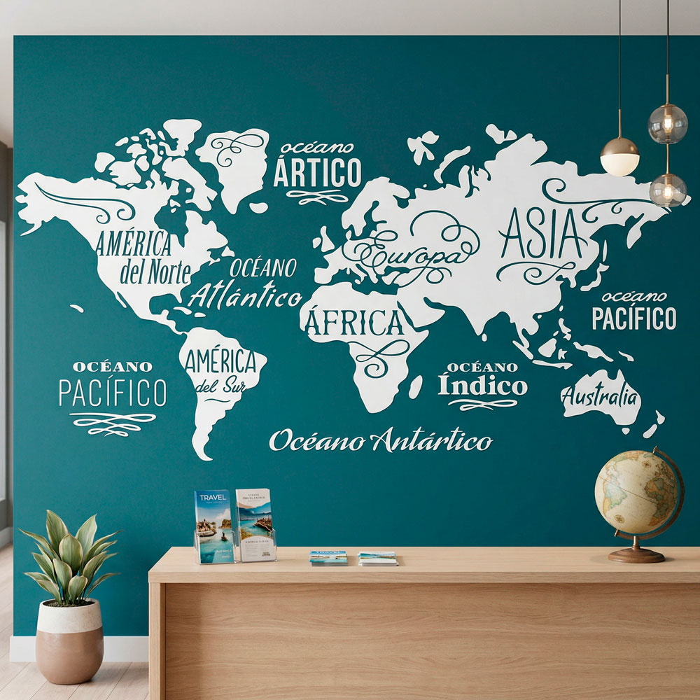 Carte Mundi Oc&eacute;ans et Continents en espagnol 8
