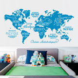 Stickers muraux: Carte Mundi Océans et Continents en français 3