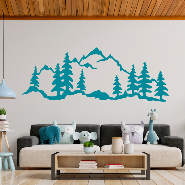🥇 Stickers muraux paysage montagnes et arbres 🥇