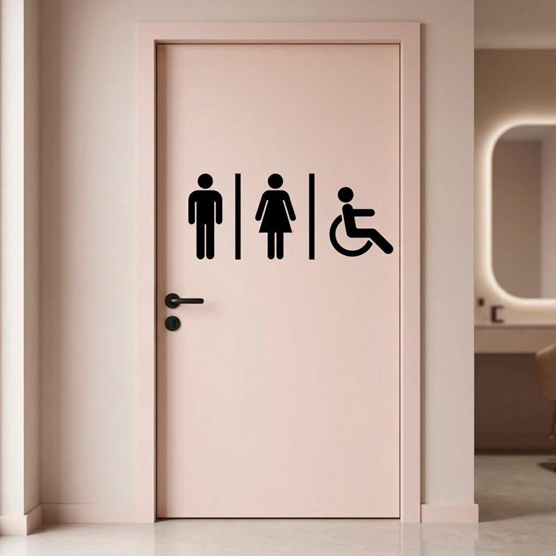 Autocollants Décoratifs Pour Porte De Salle De Bain – Lot De 3, Motifs élégants, Amovibles Sans Trace