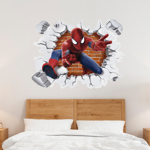 Sticker mural enfant Trou dans le mur Spiderman