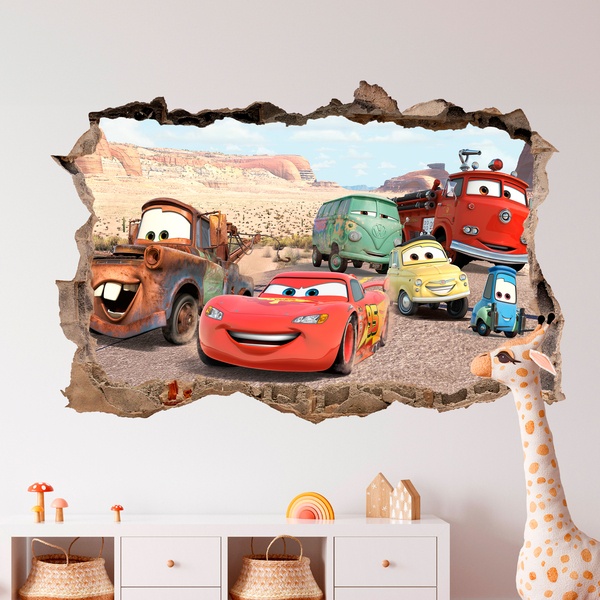 Stickers muraux: Sticker mural Trou Flash McQueen et ses amis