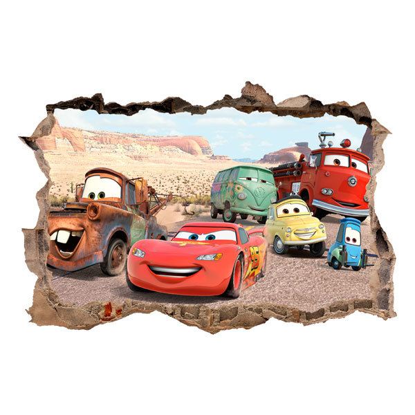 Stickers muraux: Sticker mural Trou Flash McQueen et ses amis