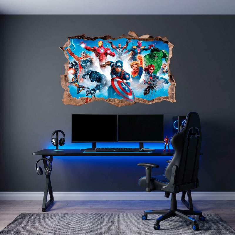 Sticker mural Trou Personnages d'Avengers 6