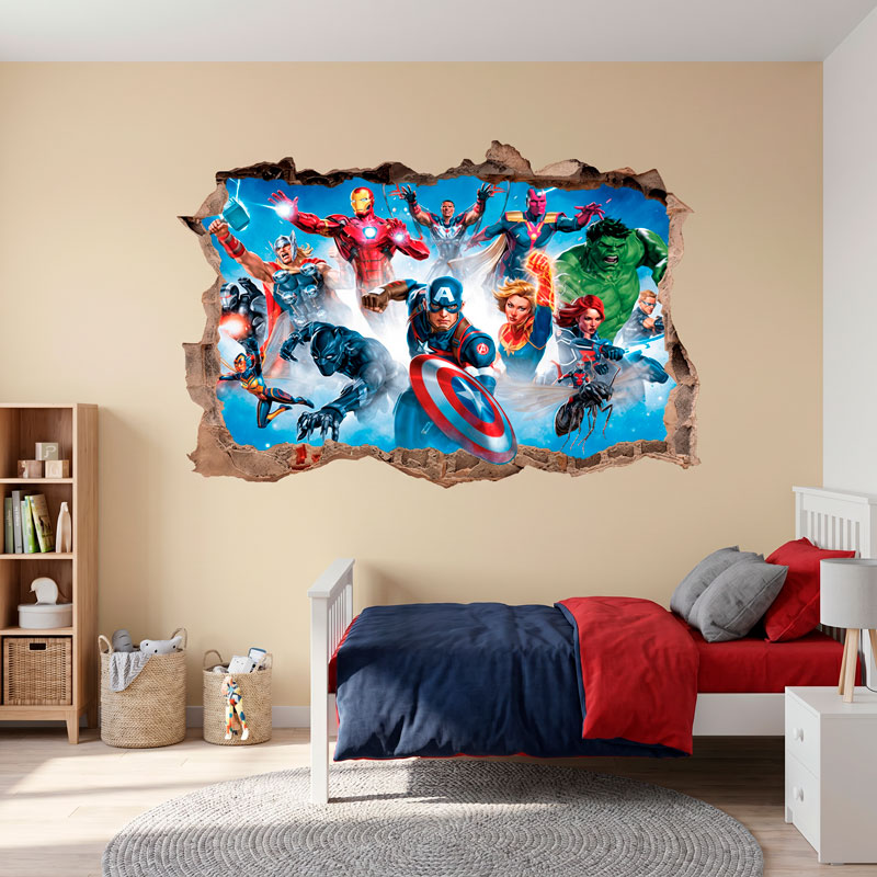 Sticker mural Trou Personnages d'Avengers 7
