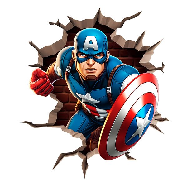 Stickers muraux: Captain America en action