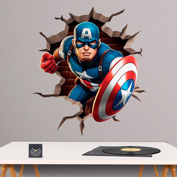 Stickers muraux: Captain America en action