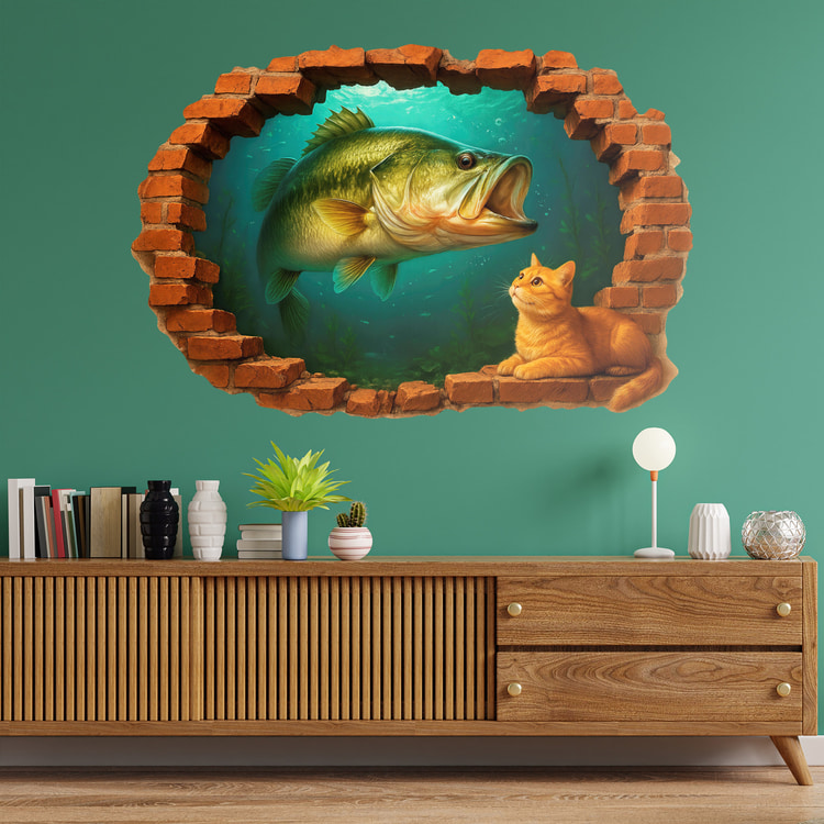 Stickers muraux: Trou du poisson et du chat