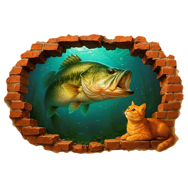 Stickers muraux: Trou du poisson et du chat