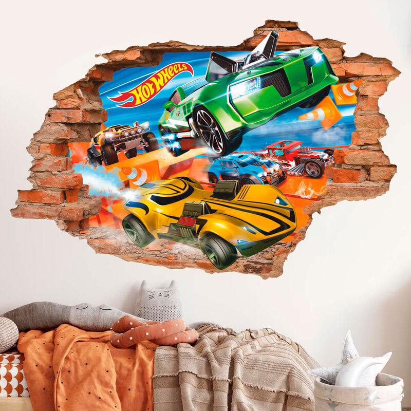 Stickers pour enfants: Trou dans le mur Hot Wheels