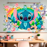 Stickers pour enfants: Stitch arc-en-ciel floral 13