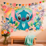 Stickers pour enfants: Stitch arc-en-ciel floral 14