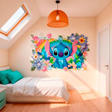 Stickers pour enfants: Stitch arc-en-ciel floral 17