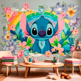 Stickers pour enfants: Stitch arc-en-ciel floral 18