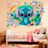 Stickers pour enfants: Stitch arc-en-ciel floral 5