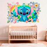 Stickers pour enfants: Stitch arc-en-ciel floral 8
