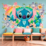 Stickers pour enfants: Stitch arc-en-ciel floral 10