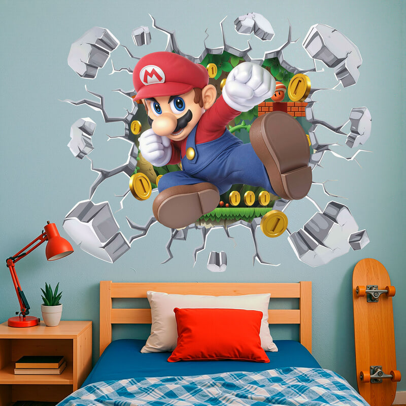 Stickers pour enfants: Trou dans le mur Super Mario