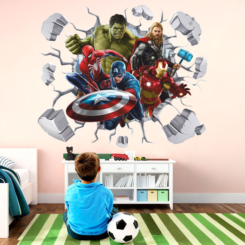 Stickers pour enfants: Trou dans le mur Avengers