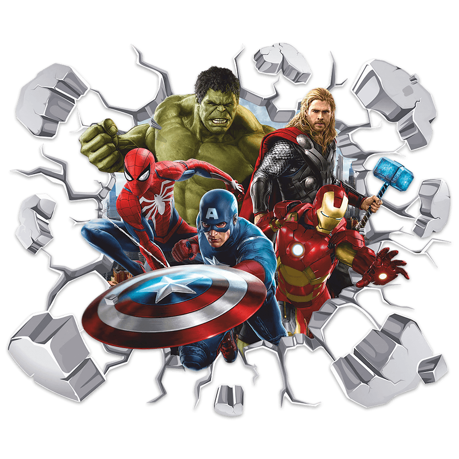 Stickers pour enfants: Trou dans le mur Avengers