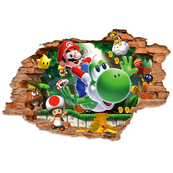 Stickers pour enfants: Trou dans le mur Mario et Yosh