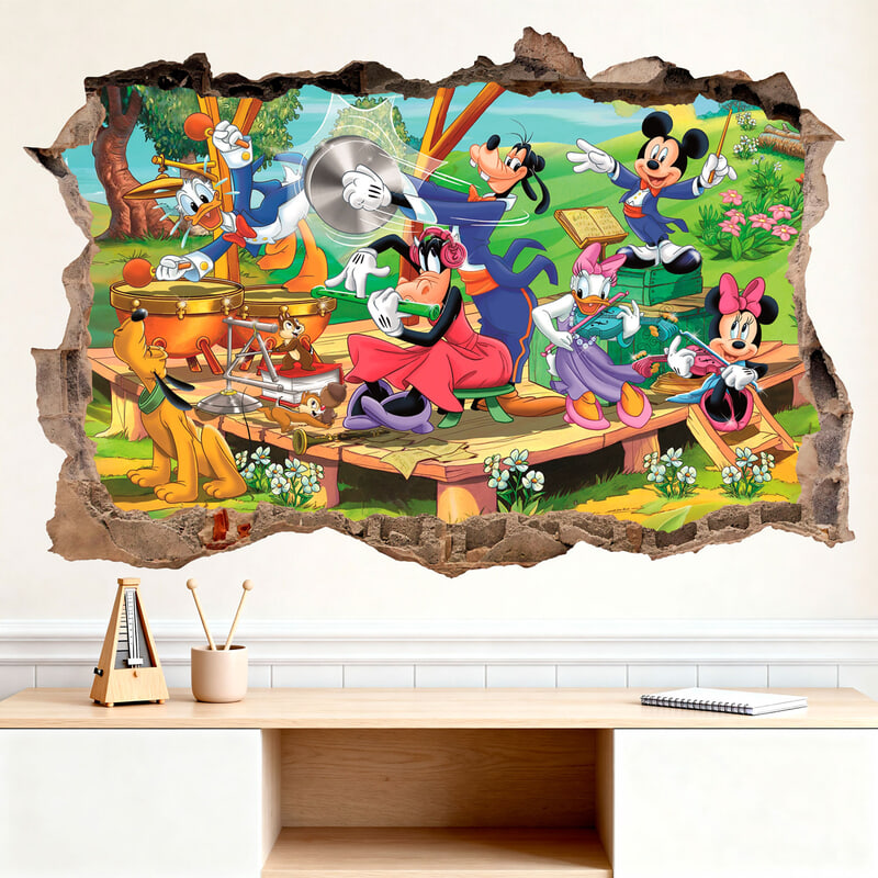Stickers pour enfants: Trou dans le mur Mickey et ses amis Pique-nique